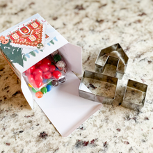 Load image into Gallery viewer, Mini Christmas Holiday Gingerbread House Cookie Cutters - 2 Pack and Printable PDF Gift Box & Tags