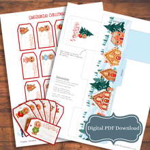 Load image into Gallery viewer, Mini Christmas Holiday Gingerbread House Cookie Cutters - 2 Pack and Printable PDF Gift Box & Tags