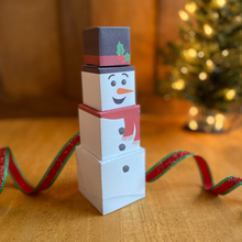 Load image into Gallery viewer, Tiered Snowman Printable Gift Box Set
